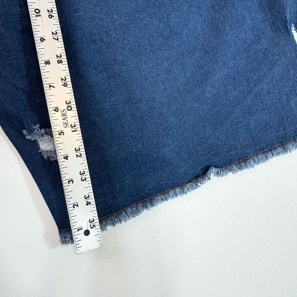 Agnes Orinda Pants Womens 2X Blue Dark-Wash Solid Distressed Denim Overall Jumpe - Picture 2 of 8